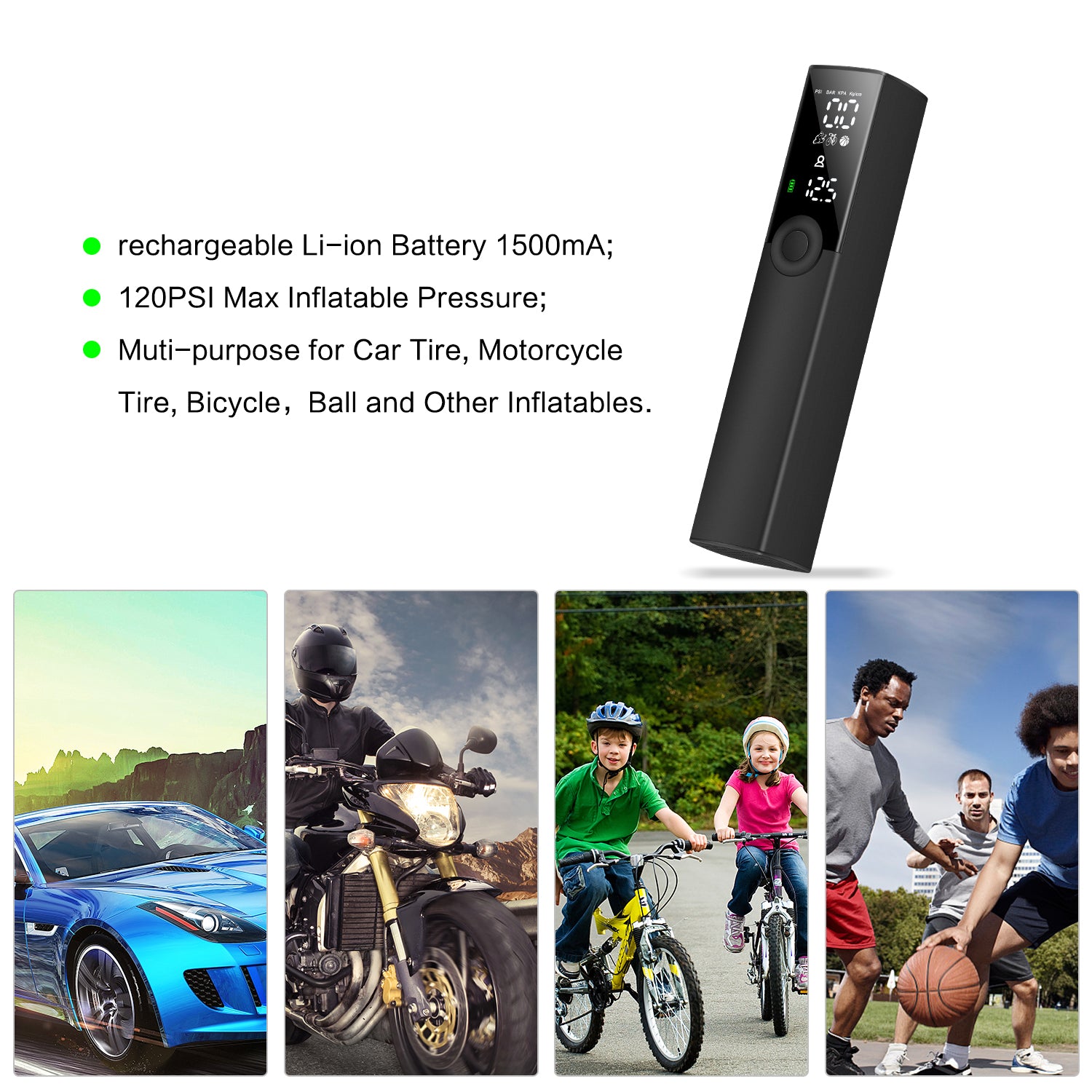 BP188 Aluminum Alloy Air Pump Portable LCD Display Inflator for Motorbike, Bicycles, and Balls BP188 Aluminum Alloy Air Pump Portable LCD Display Inflator for Motorbike, Bicycles, and Balls